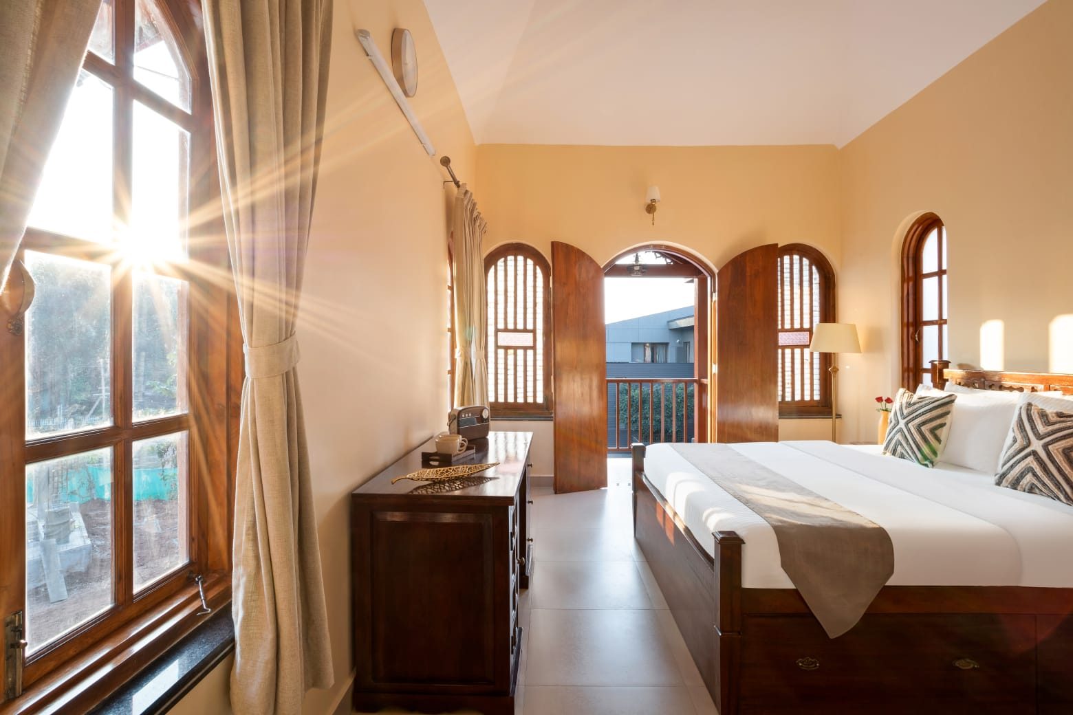 Master bedroom at Casa de Leracon with queen bed and AC